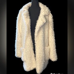 Faux lamb fur shag over coat ivory/cream no size tag but measured XL